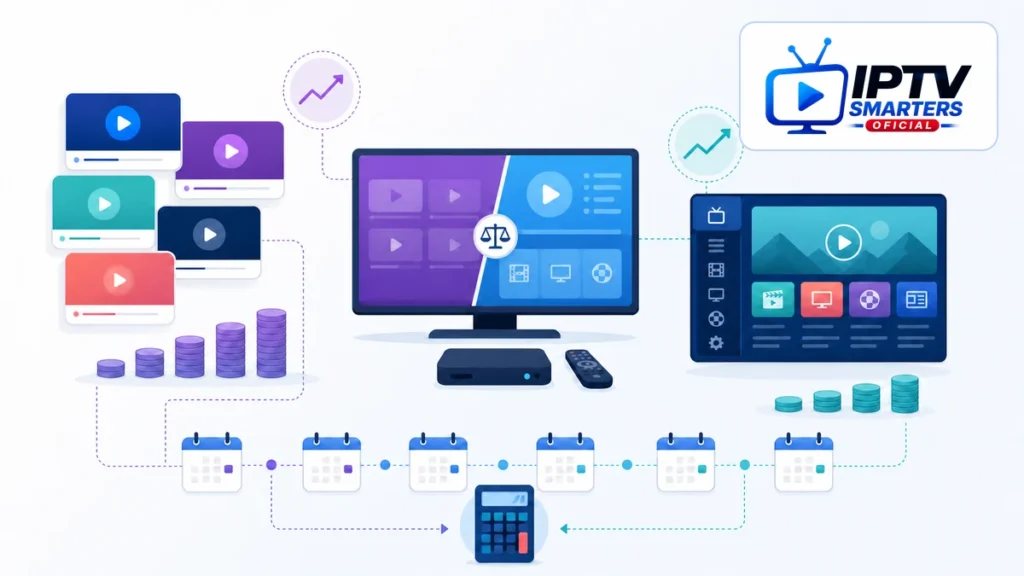Coste IPTV vs streaming comparado durante cinco años con tabla y calculadora