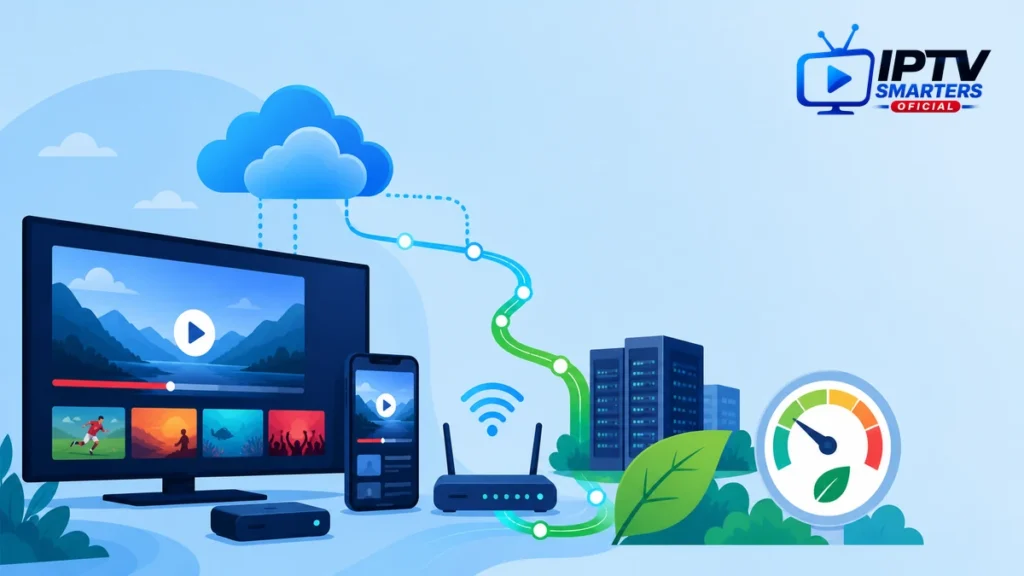Impacto ambiental IPTV con televisión, red, centro de datos y eficiencia energética